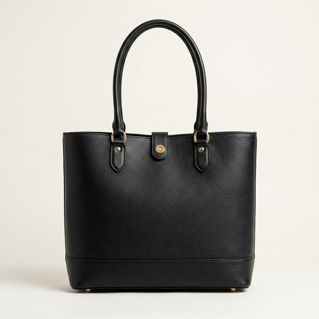 Marrow & Hide Vance structured black pebbled leather tote, front view